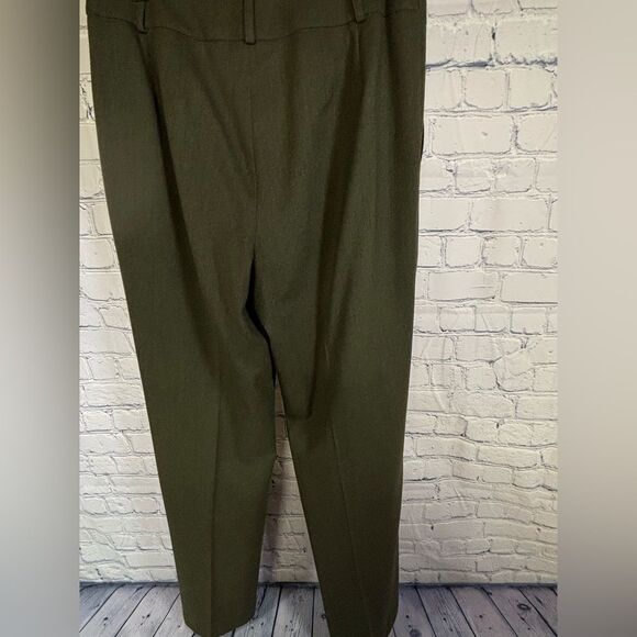 Talbots Classic Italian Luxe Light Wool Loden Green Lined Straight Leg Pants 6 - Picture 4 of 11